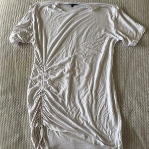 Elegant White Ruched Swim Coverup